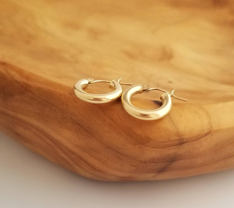 14kt Gold Hoop Earrings Gold Pin Catch Hoop Earrings Dainty Etsy