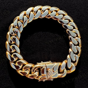 18K Gold PVD Miami Cuban Link Bracelet, Heavy Cuban Curb Bracelet, Waterproof Stainless Steel, Box Clasp, Unisex Jewelry, 8mm–16mm image 1