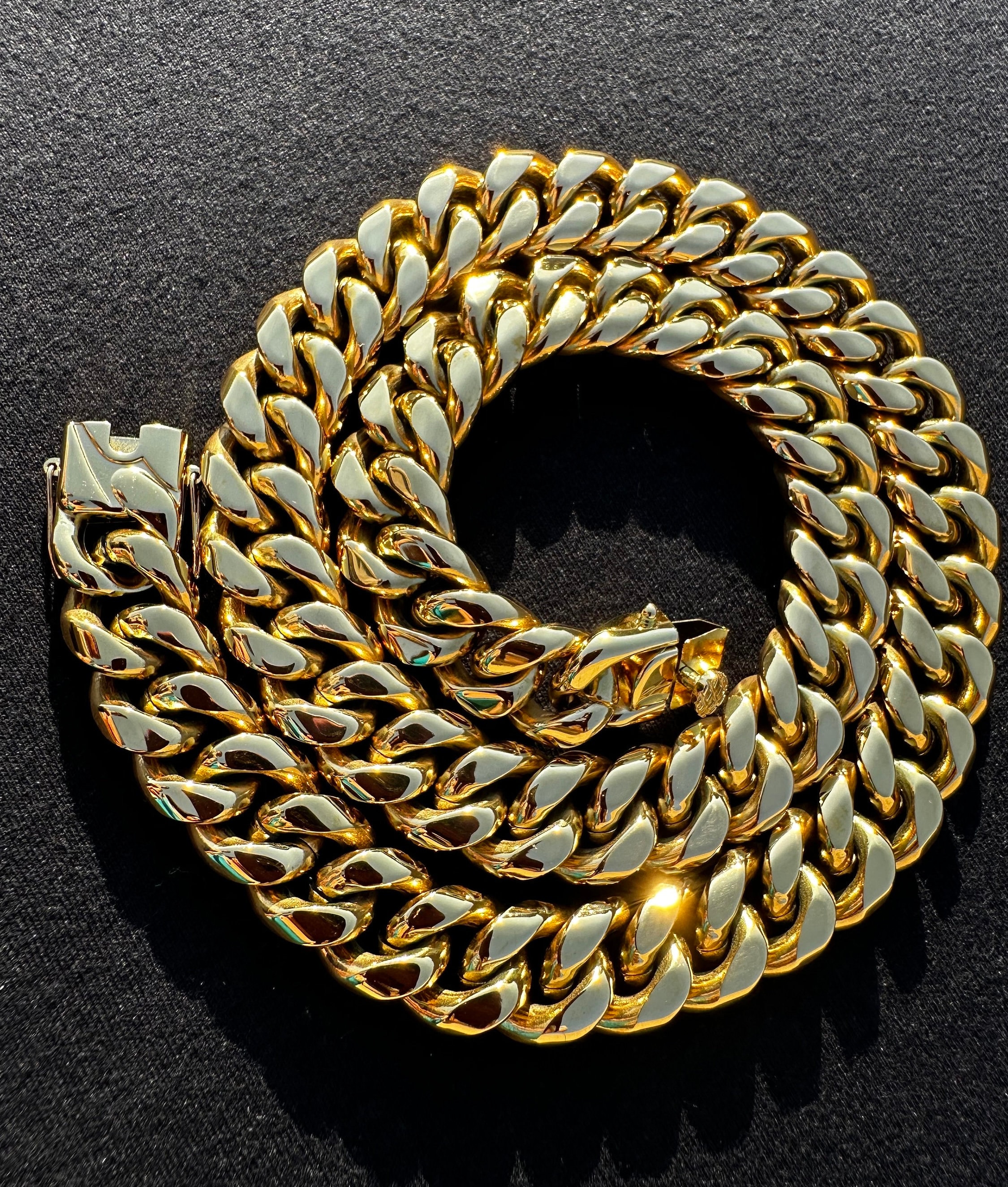 18k Gold Miami Cuban Link Chain / 8mm 12mm 14mm 16mm Gold