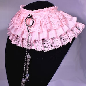 Layered Pink Lace Renaissance Jester Princess Collar