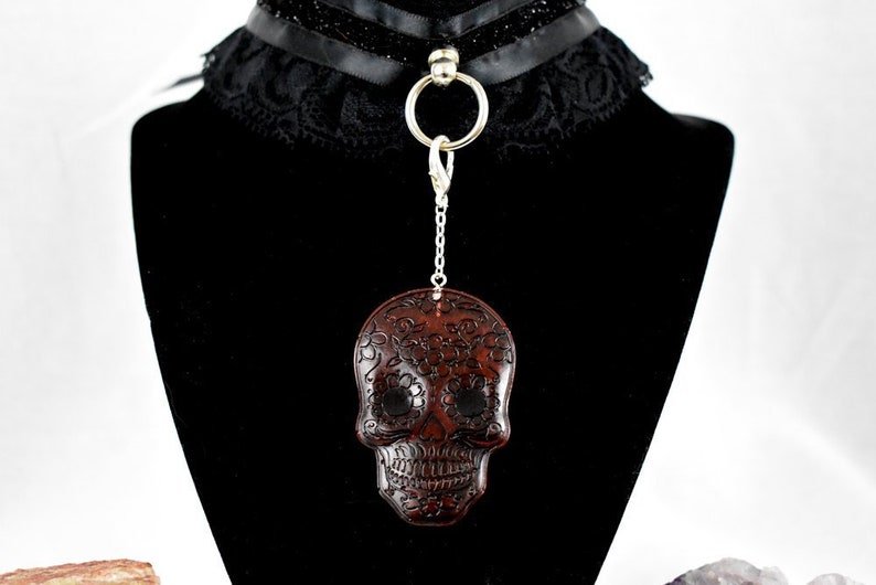 Orange Sugar Skull Charm