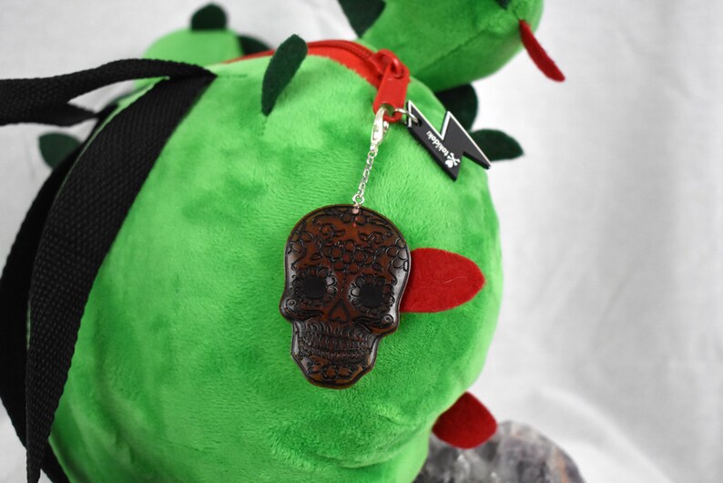 Orange Sugar Skull Charm