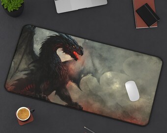 Fantasy Dragon Misty Desk Mat, Large Mouse Pad, Full Desk XXL Extended Gaming Mouse Pad, Laptop Computer Keyboard Mousepad for Office & Home