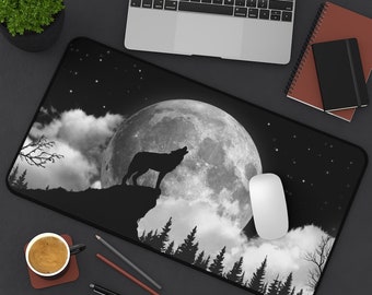 Wolf Moon Wiccan Desk Mat, Large Mouse Pad, Full Desk XXL Extended Gaming Mouse Pad, Laptop Computer Keyboard Mousepad for Office & Home