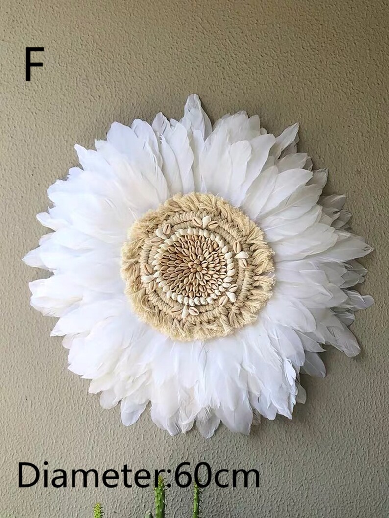 Entrance Woven / Feather Mirror Wall Decoration / Handmade Etsy