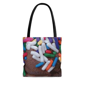 Warm Thoughts - Dark Chocolate Ice Cream with Rainbow Sprinkles All Over Print Tote Bag