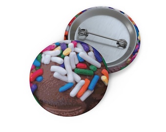 Warm Thoughts - Dark Chocolate Ice Cream with Rainbow Sprinkles Pin Button