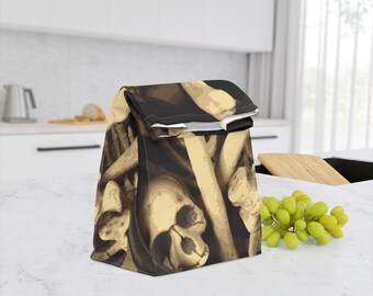 Caldron of bones. Polyester Lunch Bag (pattern with black background)