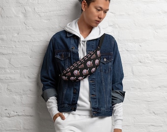 Warm Thoughts - Dark Chocolate Ice Cream with Rainbow Sprinkles Fanny Pack (black background)