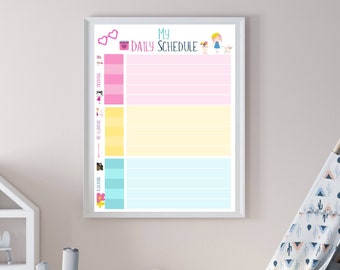 Personalized Daily Schedule for Kids, Daily Schedule Printable, School Schedule Rainbow Color for Boy or Girl