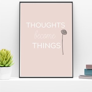 Thoughts Become Things Abraham Hicks Law of Attraction Printable Wall Art Positive Affirmation Vision Board Inspirational Quote image 5