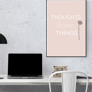 Thoughts Become Things Abraham Hicks Law of Attraction Printable Wall Art Positive Affirmation Vision Board Inspirational Quote image 2