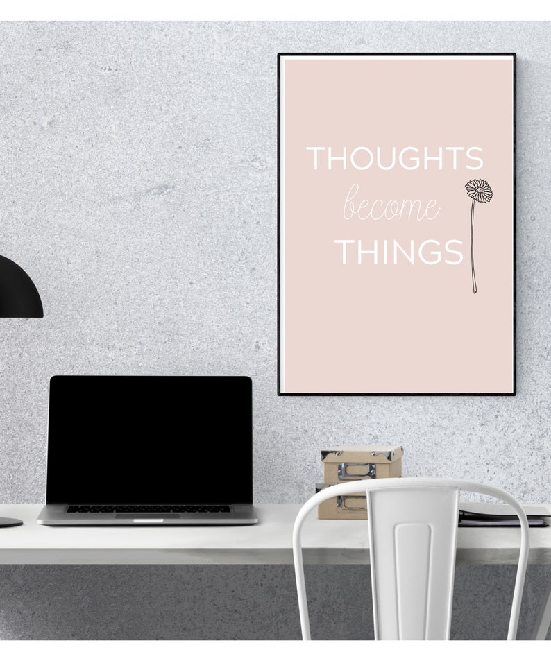 Thoughts Become Things Abraham Hicks Law of Attraction Printable Wall Art Positive Affirmation Vision Board Inspirational Quote image 2