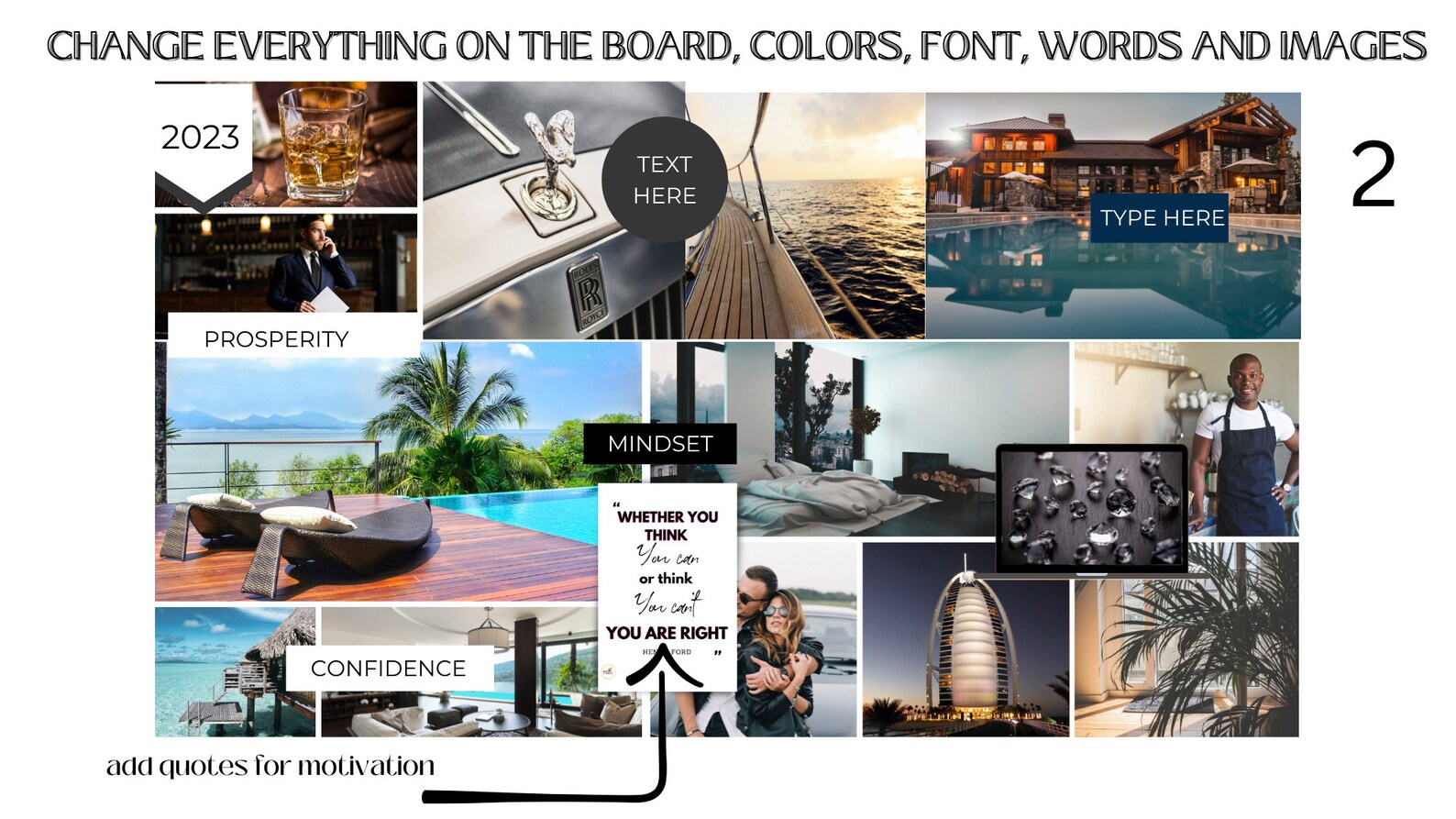 2023 Vision Board Online Vision Board Templatedream Board Etsy