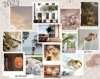 Aesthetic Vision Board Template Canva 2023 | Aesthetic Laptop Wallpaper| Digital Vision Board Template | Goal Board for Manifesting