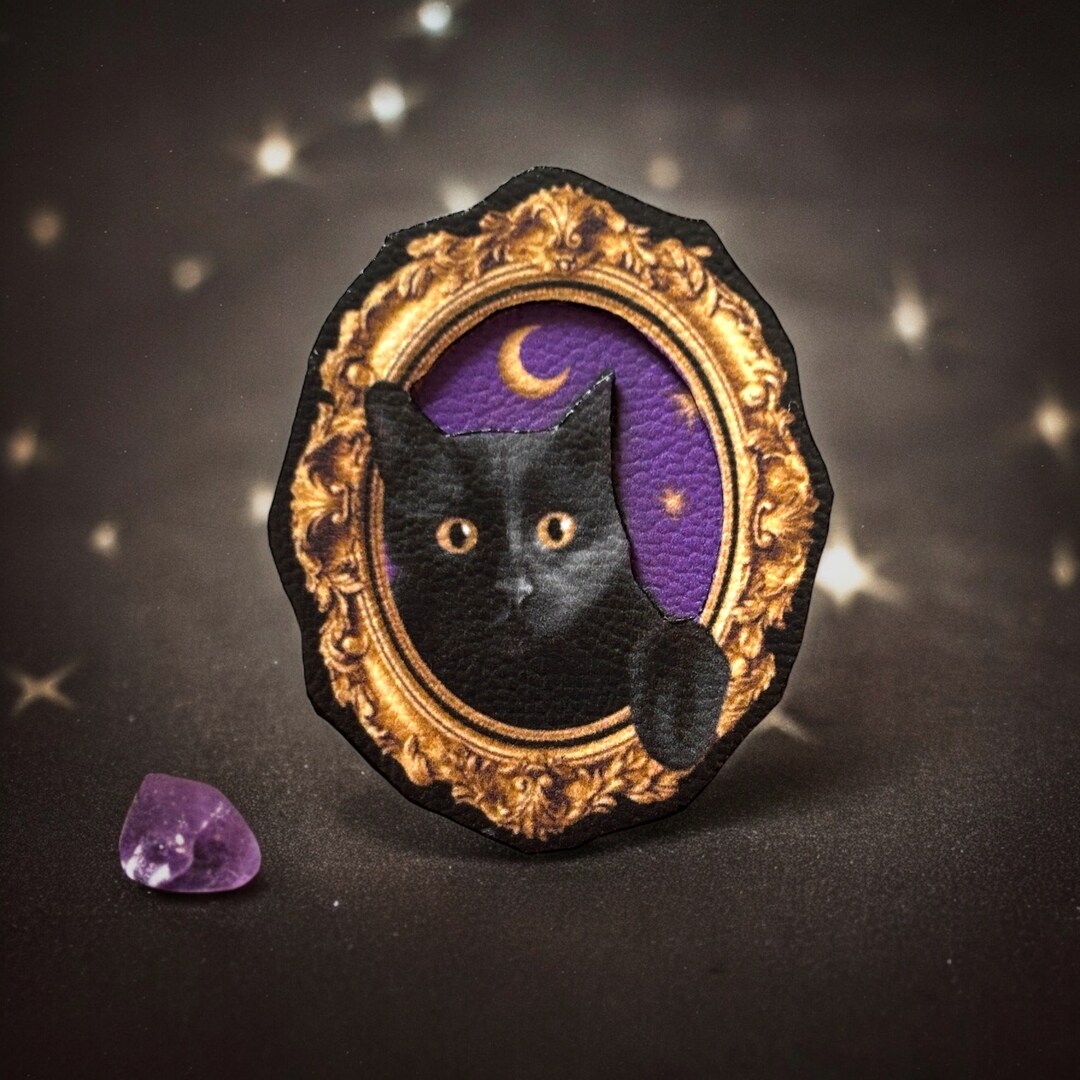 Broche Pin Chat Noir En Résine - Superbe Accessoire Vintage Ou Occasion