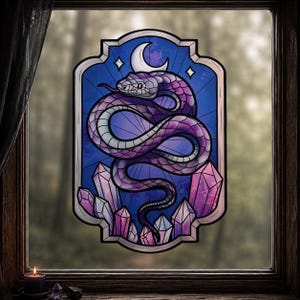 Repositionable sticker. Transparent vinyl window stickers, stained glass effect. Gecko and flowers. Pre-order