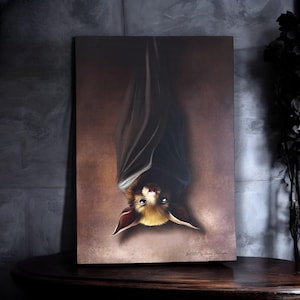 La chauve souris. Print A4 et A6, carte postale. Illustration peinture chauve-souris vampire, nosferatu, Dracula. Dark academia