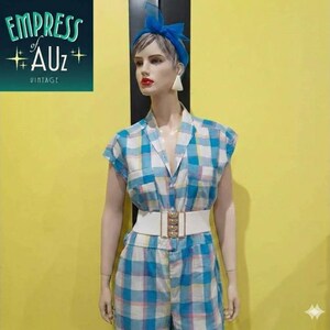 1980s "Chelsea Girl" Plaid Jumpsuit – Rare UK High Street Vintage Fashion AU10