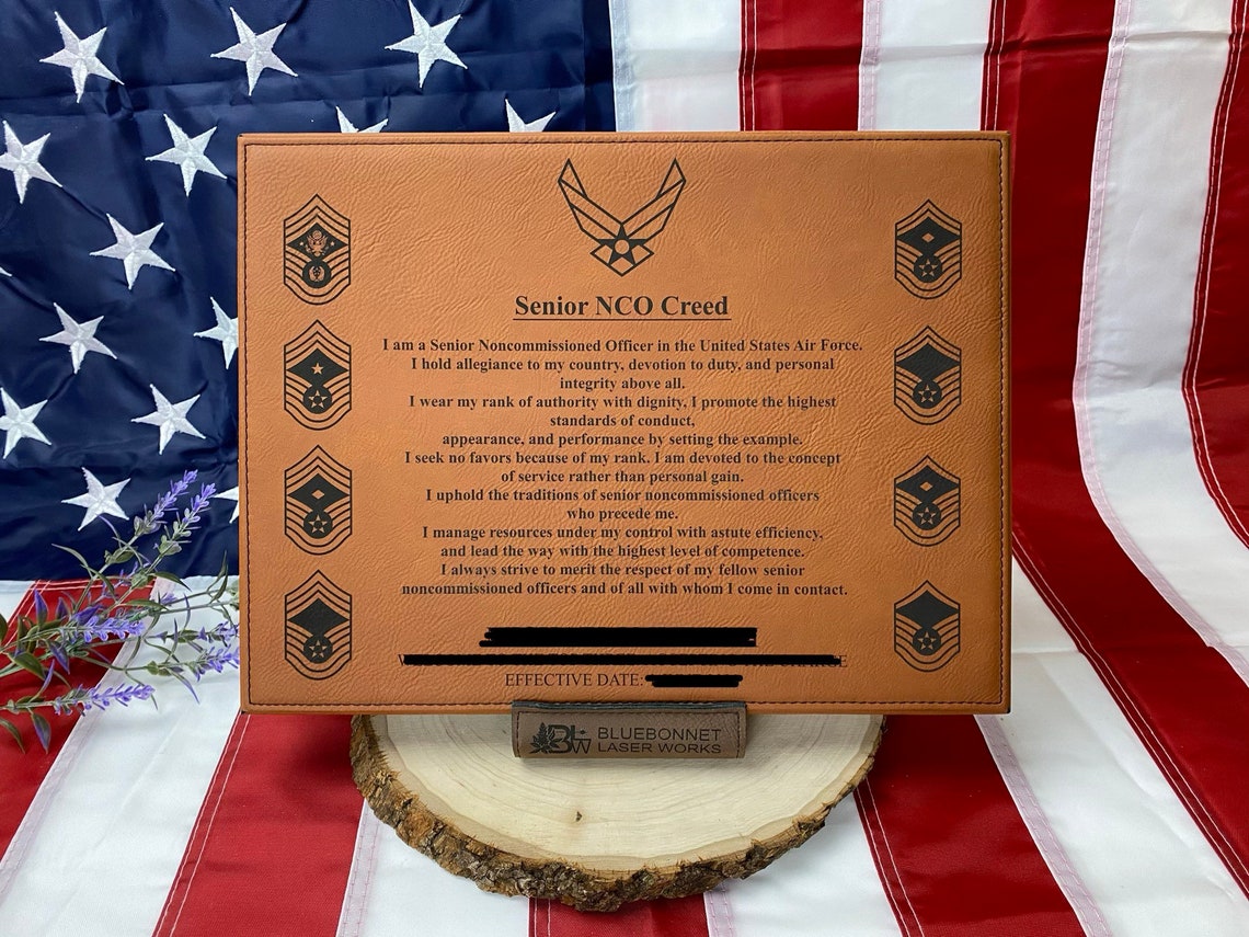 Air Force Senior NCO Creed Leatherette Plaque Induction Etsy