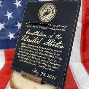 Oath of Commissioned Officers Leatherette or Wood Plaque, Personalized ENGRAVED; Air Force, Army,Navy, Marines, Military Gift SHIPS QUICKLY