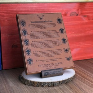 Air Force NCO Creed Leatherette Plaque, Induction, Promotion, Airmen, Military, Noncommissioned Officer Corps, US, United States, Retirement