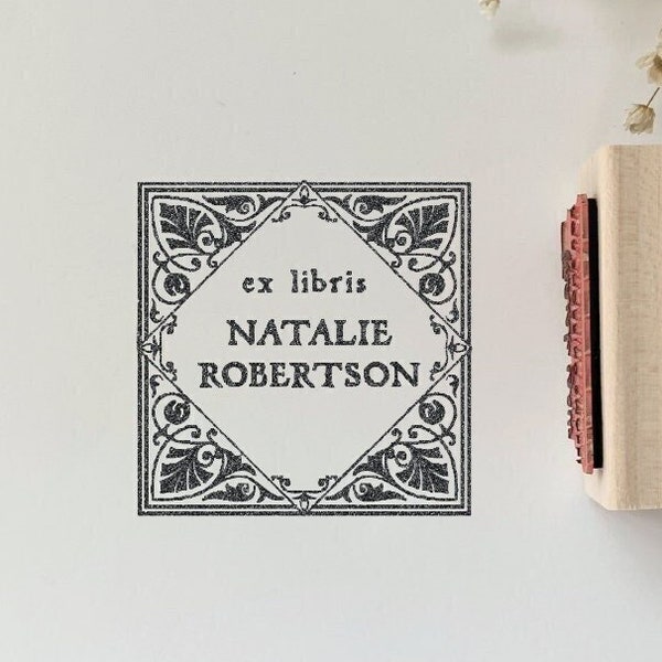 Ex Libris, Romantic Vintage Style Book Stamp, Custom Library Book Stamp, This Book belongs To, Bookplate Rubber Stamp, Reader Gift #018