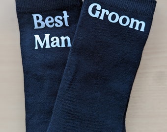 Black Personalised Wedding Socks
