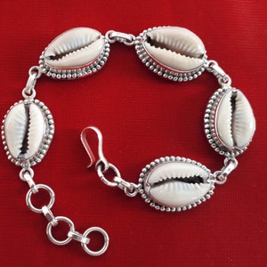 Handmade Sea Shell Cowrie Bracelet, Sea Shell Bracelet, 925 Sterling Silver, Minimalist Handmade Jewelry, Cowry Shell Gift For Her,
