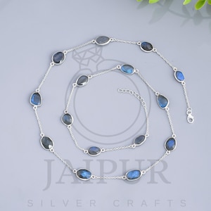 Labradorite Adjustable Necklace, 925 Sterling Silver Necklace, Labradorite Necklace, 18 to 24 inches Adjustable Necklace, Woman Necklace