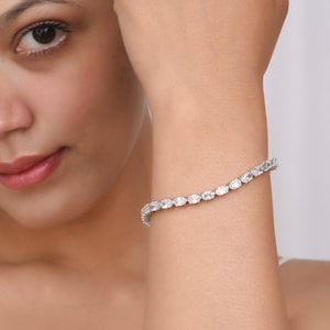 925 Solid Sterling Silver Tennis Bracelet, Natural Cubic Zirconia Bracelet, Zircon Bracelet, Handmade Bracelet, Bracelet Size 7.5 Inches