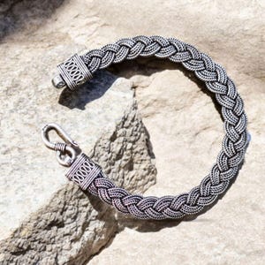 Oxidized Sterling Silver Braided Chain Bracelet - Unisex Handmade Jewelry