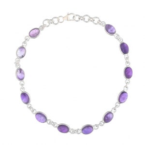 Handmade Amethyst Bracelet: 925 Sterling Silver Adjustable Jewelry