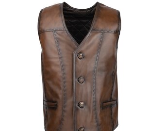 Mens Real Suede Leather Traditional Style Classic Waistcoat Gilet Vest Black NEW Mens Real Suede Leather Traditional Style Classic Waistcoat Gilet Vest Black NEW