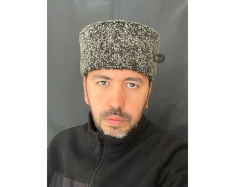 Chapeau du Caucase en peau de mouton gris - papakha kalpak turc - chapeau en cuir fait main - chapeau médiéval - chapeau anatolien - TP-S-M-L-XL-2XL