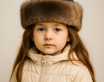 Girls Winter Hat - Kids Leather Cap - Sheepskin Hats – Handmade Genuine Fur, Warm Lambskin Gift