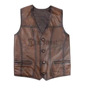 Discover the timeless elegance and rugged charm of our Men's Leather Vest, Soft Brown Leather Waistcoat, a true testament to craftsmanship and style. Handmade in Turkey from 100% genuine lambskin, this leather vest offers unparalleled softness, flexibility, and breathability—making it perfect for both casual layering and more refined occasions. The classic fit ensures all-day comfort, while the Punto stitching details add a sophisticated, polished touch to this versatile piece.