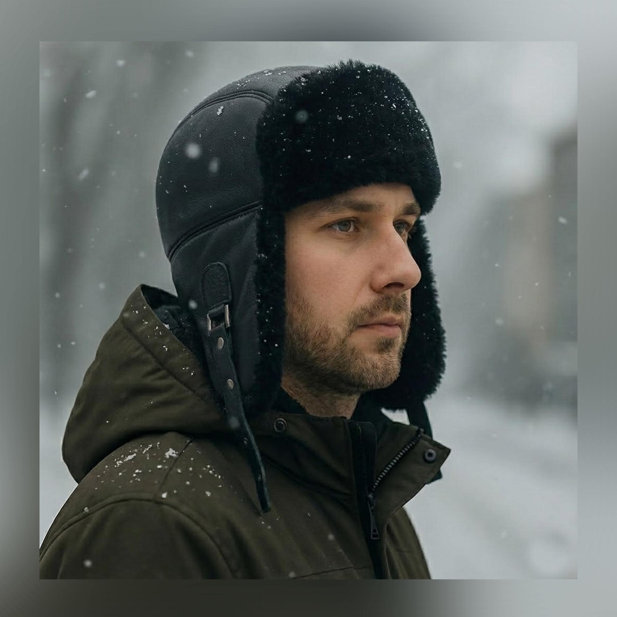 Mens Trapper Hats - Leather Hat Ushanka - Russian Winter Fur