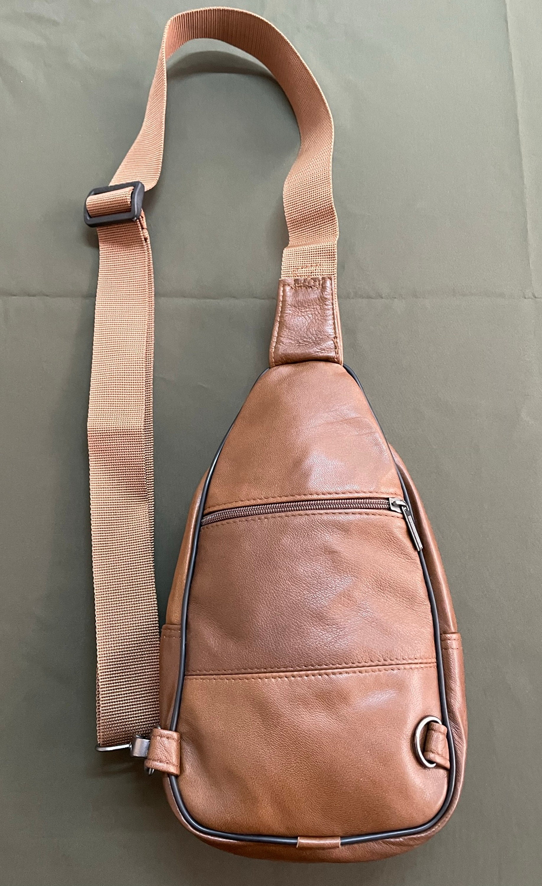 Unisex Leather Bags Brown Genuine Leather Chest Bag Sling Etsy