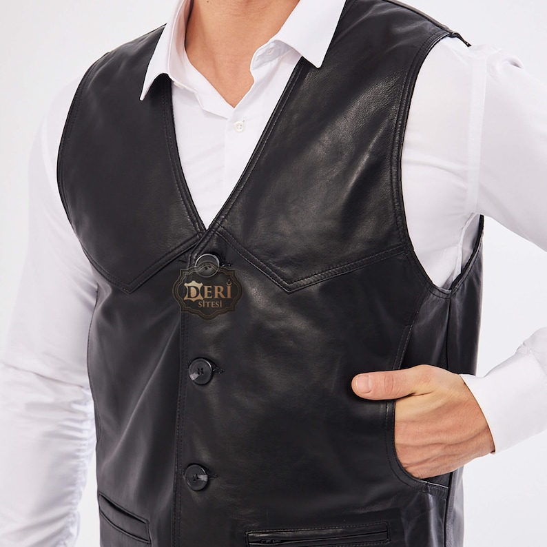 Mens Genuine Leather Vest: Classic Meets Modern with High-Quality Craftsmanship - Stylish & Versatile - Unique Gift for Him - Perfect for Any Occasion