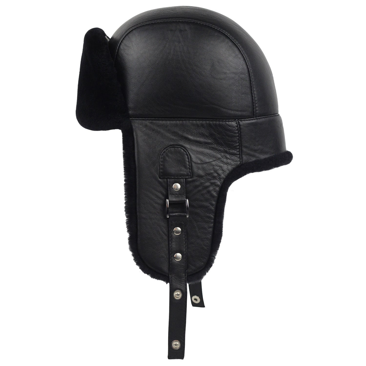 Sheepskin Leather Bomber Hat Winter Trapper Ushanka Aviator Etsy