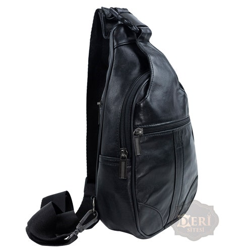 Sling Backpack Genuine Leather Women's Crossbody Bag Chest Bag Shoulder Bag 