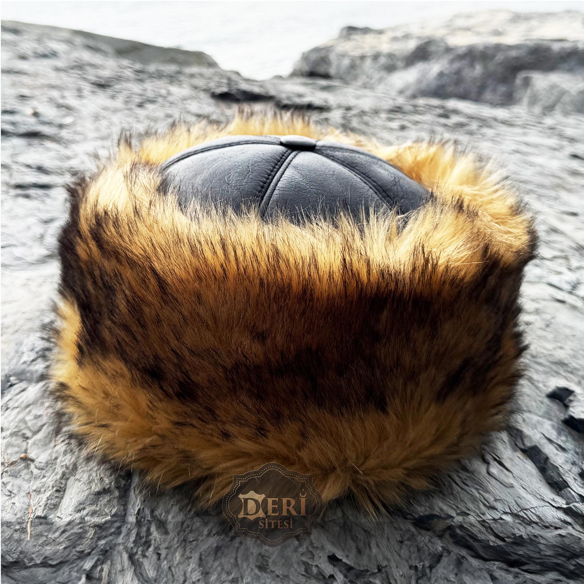 Authentic lamb skin fur trapper hat in Caramel Brown Sheepskin Trapper Hat - Etsy main image 4
