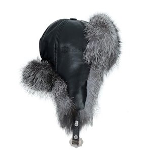 Chapeau homme en fourrure argentée, chapeau de trappeur, chapeau en fourrure de renard argenté, chapeau de mode S139 image 1