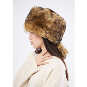 Women’s Faux Fur Hats – Mongolian Hat Sustainable Winter Cap, Handmade Beanie for Warmth