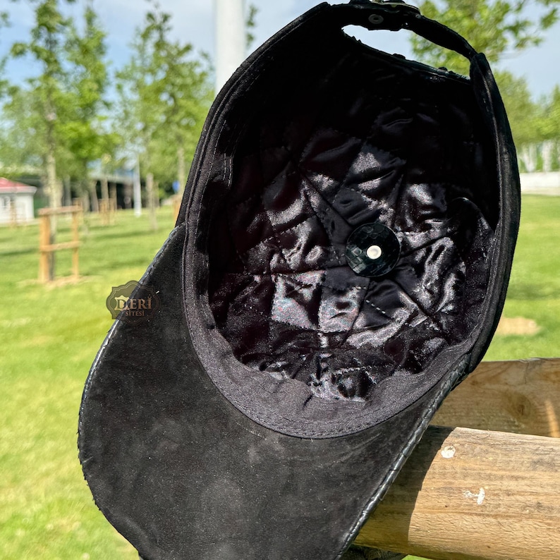 Czapka z daszkiem z prawdziwej skóry węża Python – ręcznie robiona skórzana czapka, regulowana, unisexowa czapka zdjęcie 8