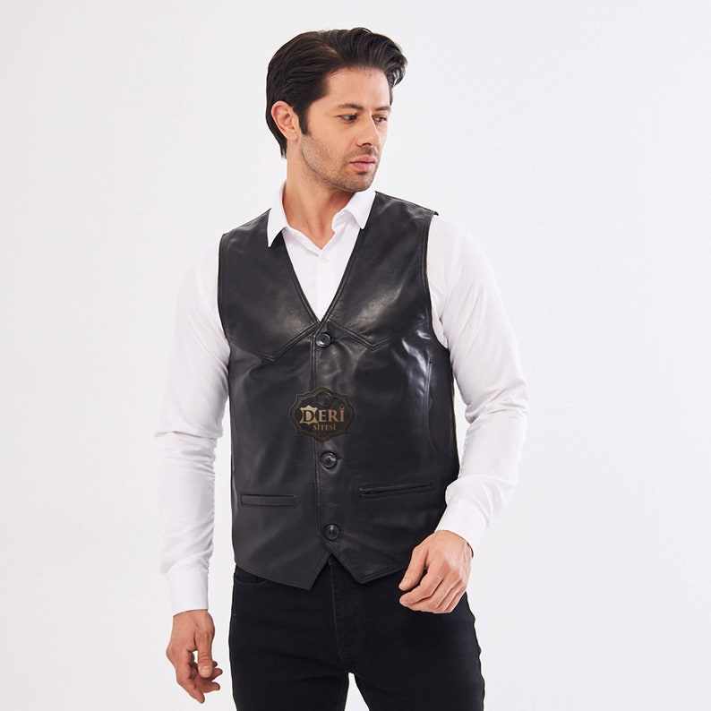 Mens Genuine Leather Vest: Classic Meets Modern with High-Quality Craftsmanship - Stylish & Versatile - Unique Gift for Him - Perfect for Any Occasion