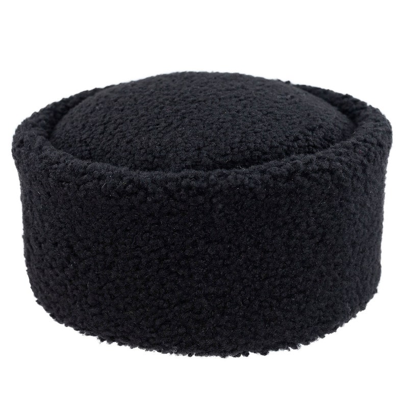 Black Sheepskin Caucasus Hat Unisex Winter Hat Handmade Leather Hat Medieval Hat Anatolian Hat XS S M L XL 2XL image 4