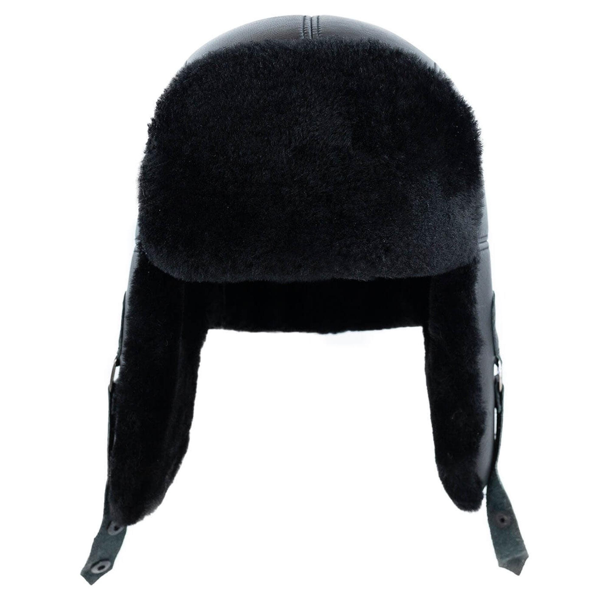 Chapeau Trappeur Homme En Vraie Peau De Mouton Et Fourrure - Chapka Aviateur Hiver Avec Oreilles Rabattables, Réglable