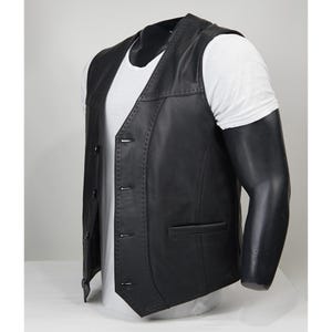 Men's Leather Vest - Soft Black Lambskin Motorcycle Waistcoat- Handmade Fit Turkish Sheepskin Gilet